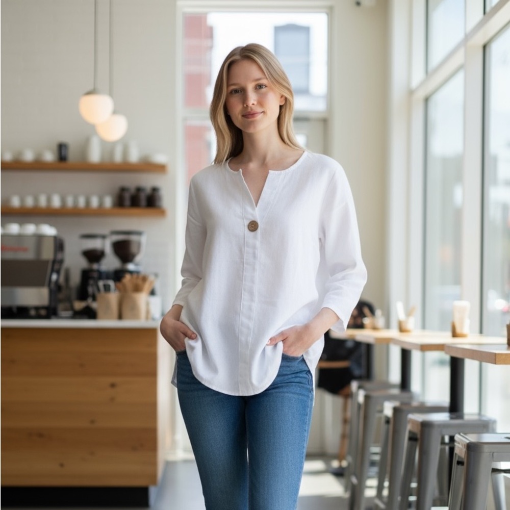 White Button-Up Women's Top